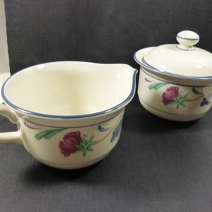 Poppies on Blue by Lenox Chinastone Creamer & Sugar Bowl Set